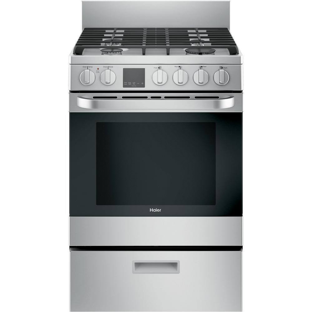 Haier 24 in. 2.9 cu. ft. Gas Range with Convection Oven in Stainless Steel QGAS740RMSS