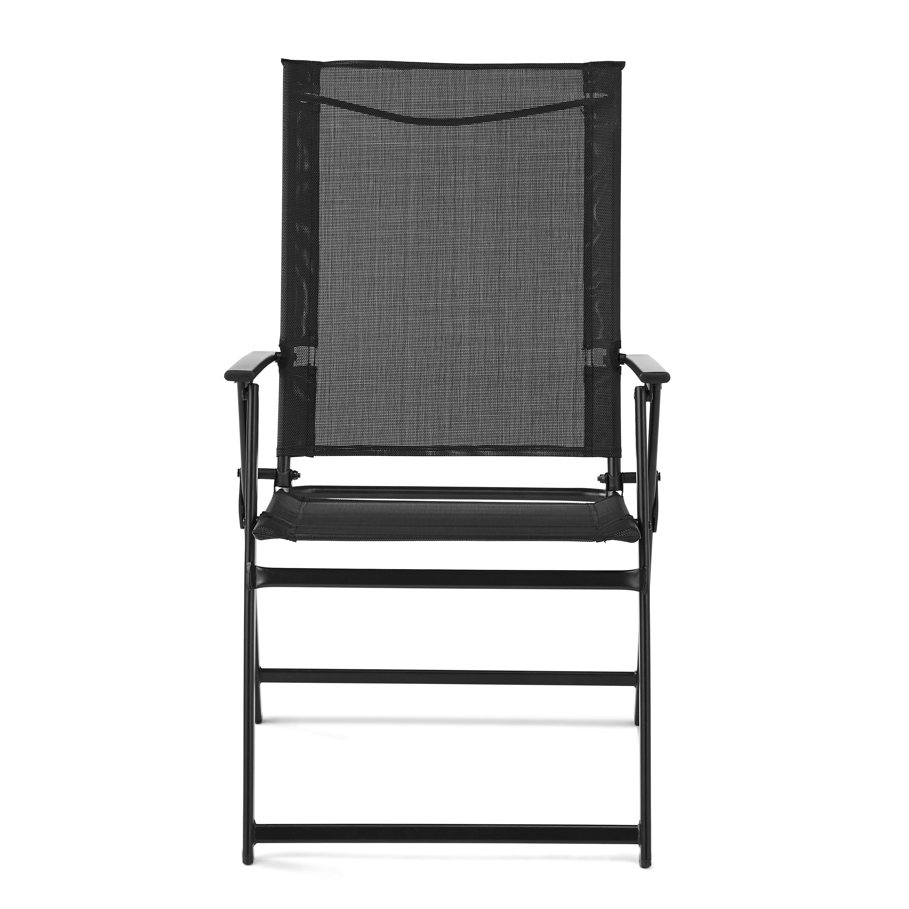 Mainstays Greyson Square Set of 2 Outdoor Patio Steel Sling Folding Chair, Black