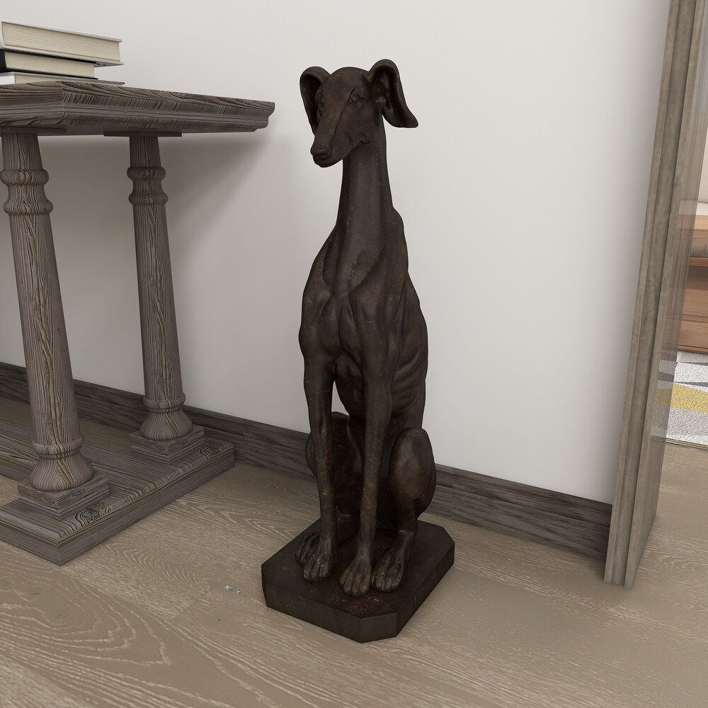 Brown Polystone Dog Sculpture   12 x 10 x 31