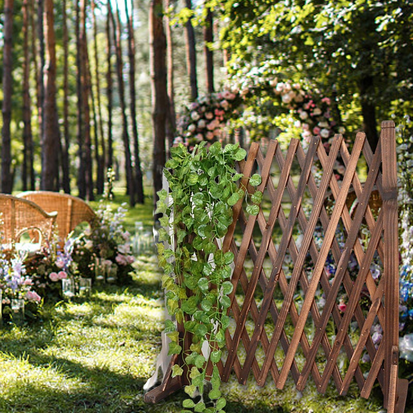 Expandable Wood Fence Retractable Garden Trellis Wedding Photo Props Lattice Fence for Entrance Outdoor Indoor Courtyard Garden