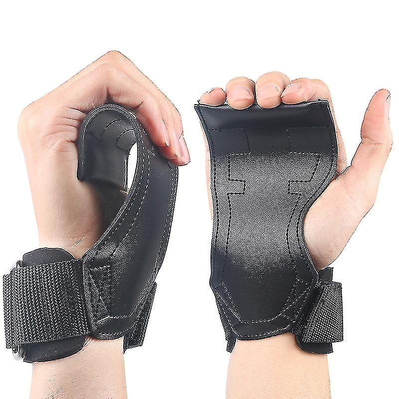 1 Pair Fitness Palm Guard Gloves Male Pull-up Bench Press Dumbbell Pvc Wrist Guard Hard Pull Booster Weight Lifting Grips With Wrist Straps