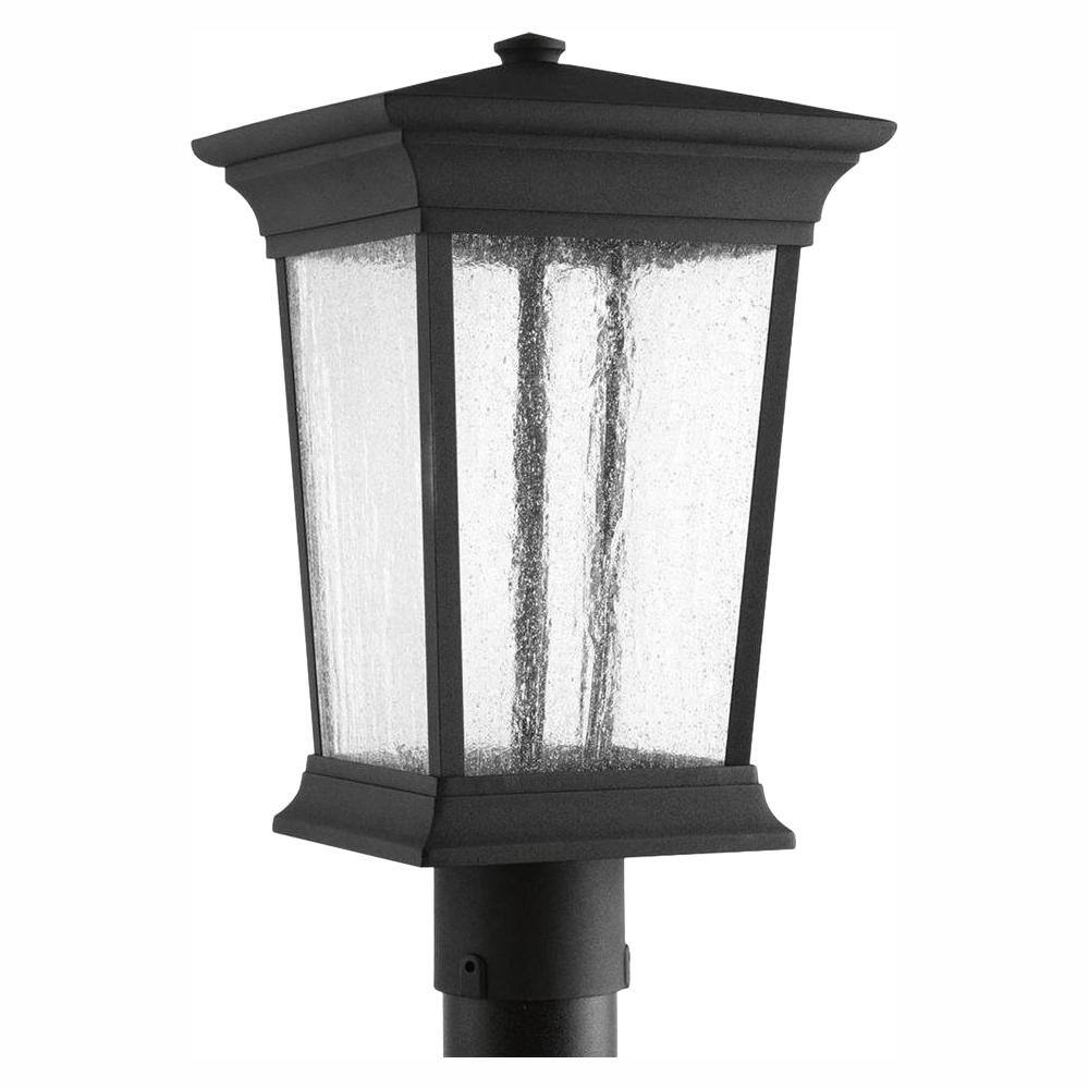 Progress Lighting Arrive LED Collection Textured Black Clear Seeded Glass Modern Outdoor Post Lantern Light P6427-3130K9