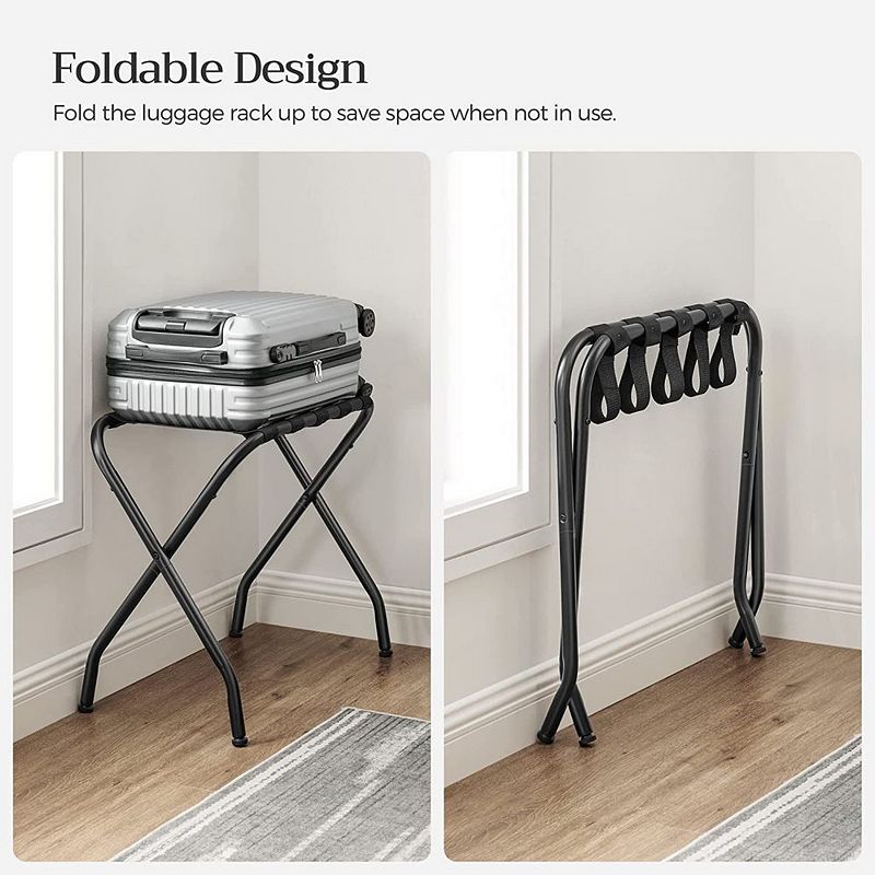 Luggage Rack， Suitcase Stand， Steel Frame， Foldable For Guest Room， Hotel， Bedroom