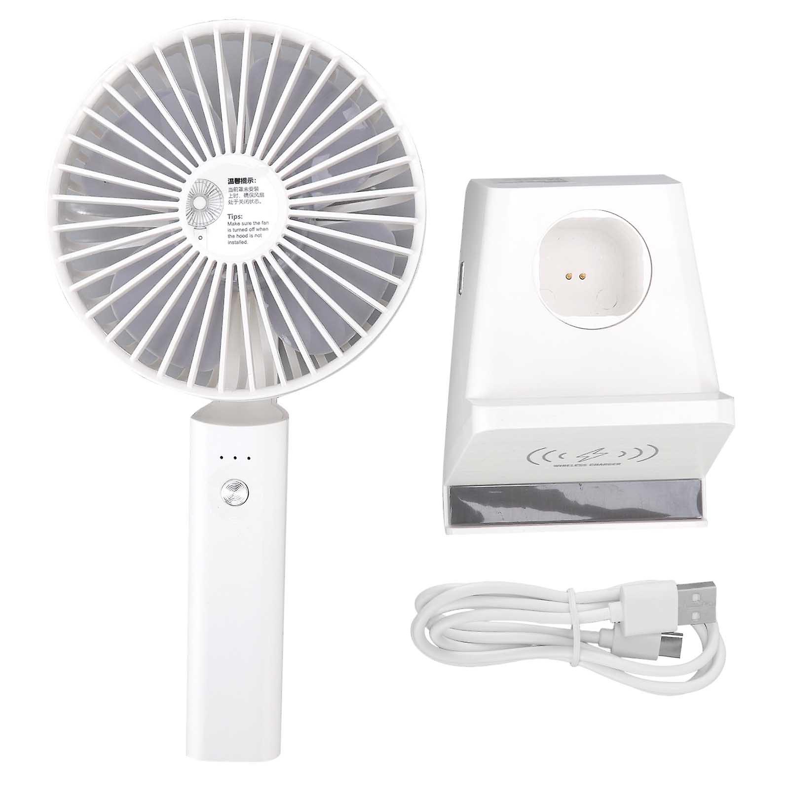 USB Handheld Fan 3 Levels Strong Wind Dual Power Supply Mode Portable Fan with Base for Office Home Travelling Shopping