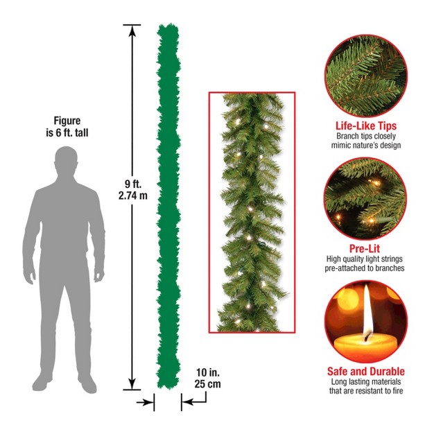 National Tree Company Pre lit Artificial Christmas Garland Green Norwood Fir White Lights Plug In Christmas Collection 9 Feet