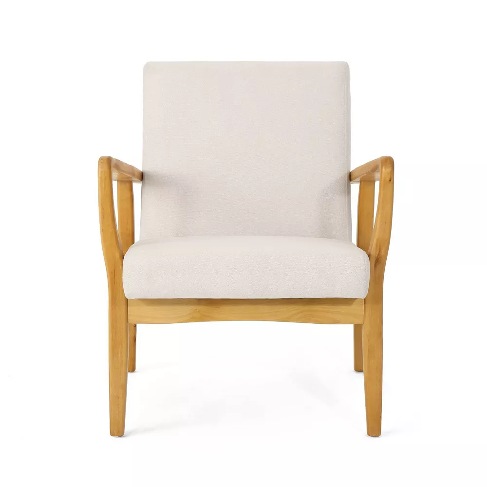 31.75 Ivory and Walnut Brown Contemporary Club Chair