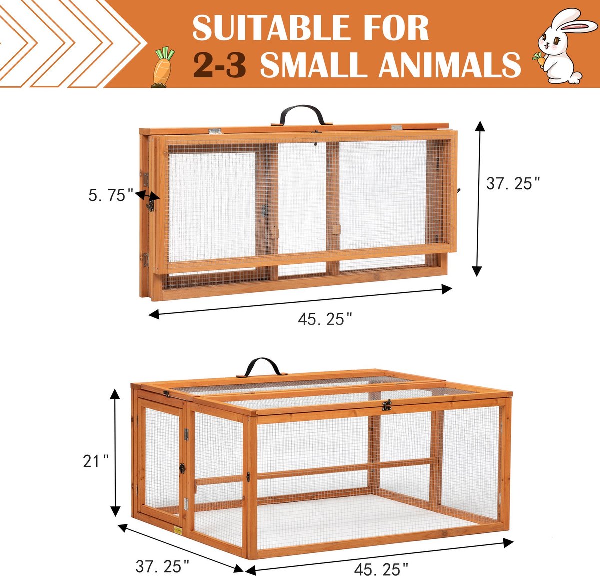 Coziwow Collapsible Small Pet Hutch， Orange