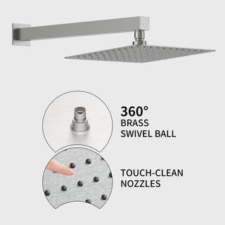 GIVING TREE 2-Spray Patterns with 2.0 GPM 12 in. Wall Mount Dual Shower Head Hand Shower Faucet in Brushed Nickel (Valve Included) XLHDDTSH0006