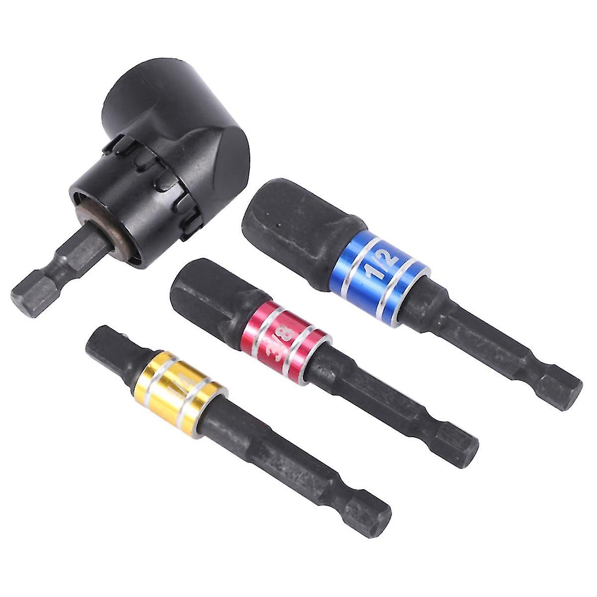 Impact Grade Driver Sockets Adapter Extension Set Drill Bit Right Angle Drill， 3pcs Socket Adapter