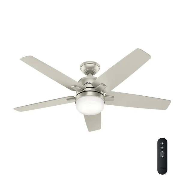 Cavera II 52 in. Matte Nickel Wifi-Enabled Smart Ceiling Fan Light Kit and Remote