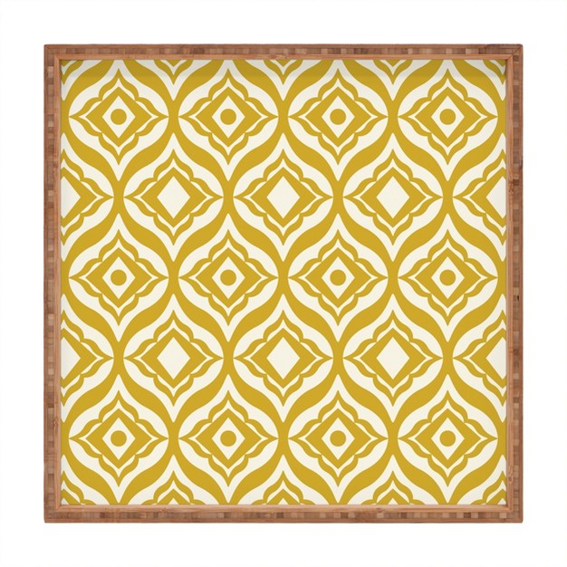 Heather Dutton Trevino Yellow Square Bamboo Tray Deny Designs