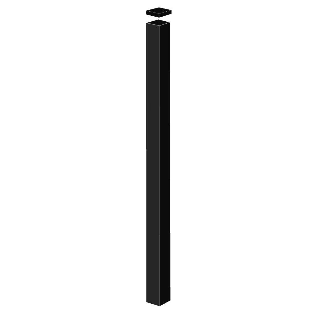 Barrette Outdoor Living Heavy-Duty 2-12 in. x 2-12 in. x 8-78 ft. Black Aluminum Fence Blank Post 73003644