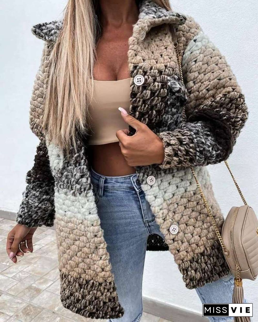 Autumn And Winter Women's New Fashion Print Ladies Woolen Coat Women Winter Coats Tweed Jacket Woman Coat