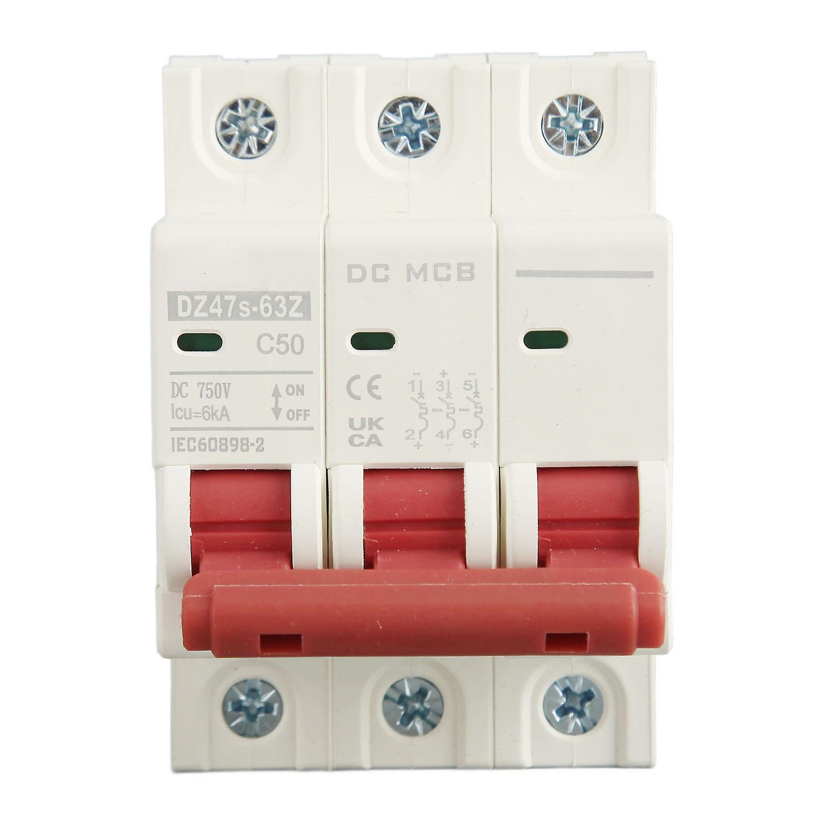 3P Direct Current Circuit Breaker Practical Small Circuit Breaker for Solar Photovoltaic System DC750V 50A