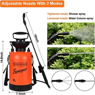 Huluwat 1.35 Gal. Multi-Purpose Pump Sprayer with 2 Different Spray Patterns and Adjustable Shoulder Strap DJYC-G-W113483320