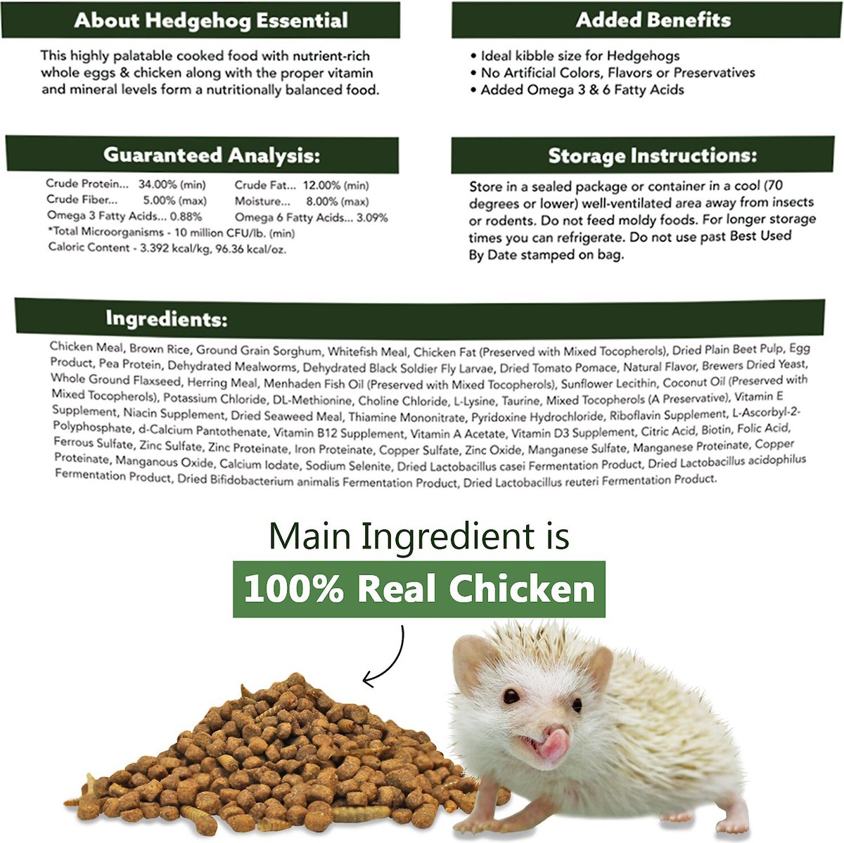 Exotic Nutrition ZooPro Hedgehog Essential Hedgehog Food， 1.75-lb bag