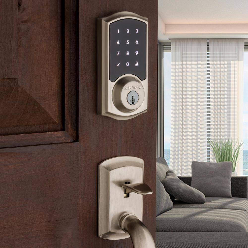 Kwikset SmartCode 915 Touchscreen Satin Nickel Single Cylinder Keypad Electronic Deadbolt Featuring SmartKey Security 915TRL TSCR 15 UL