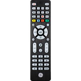 GE 4-Device Backlit Universal Remote TV Control in Brushed Black 48843