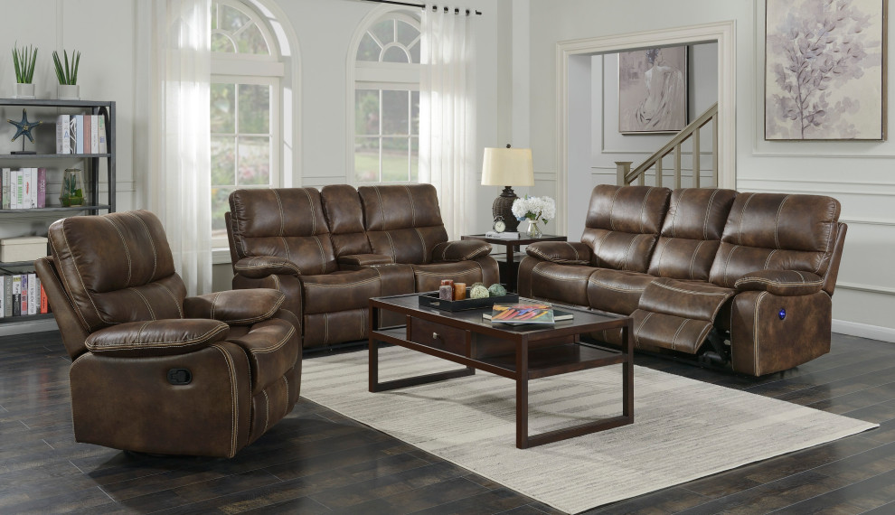 Kimberly Reclining Sofa  Chocolate Brown   Contemporary   Sofas   by Lorino Home  Houzz