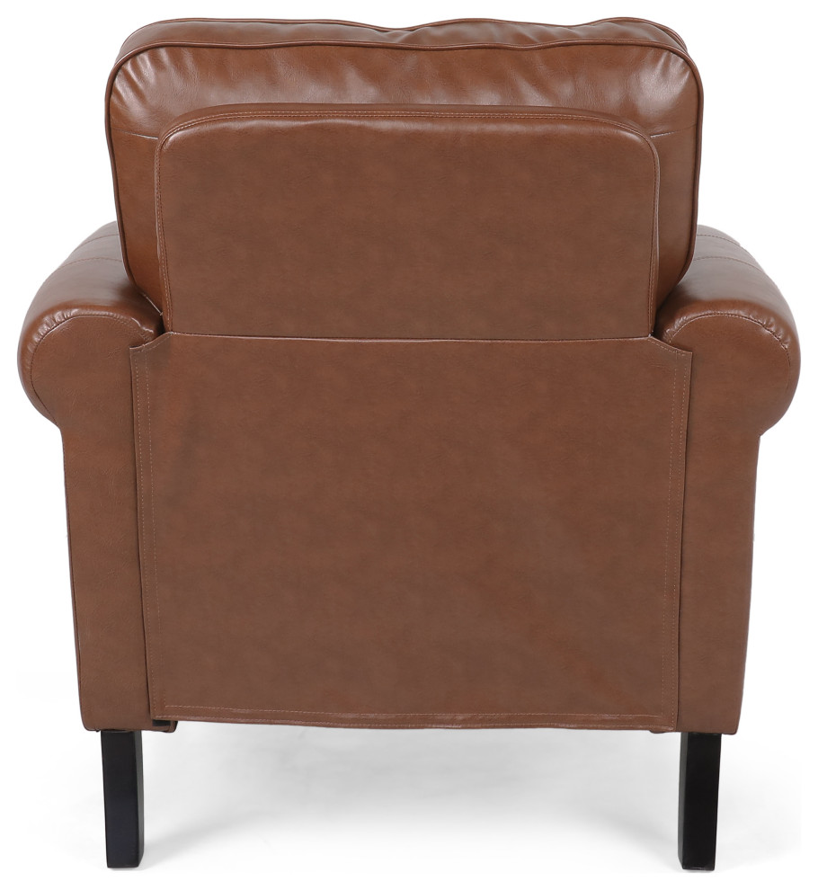 Burkehaven Contemporary Faux Leather Club Chair With Nailhead Trim   Transitional   Armchairs And Accent Chairs   by GDFStudio  Houzz