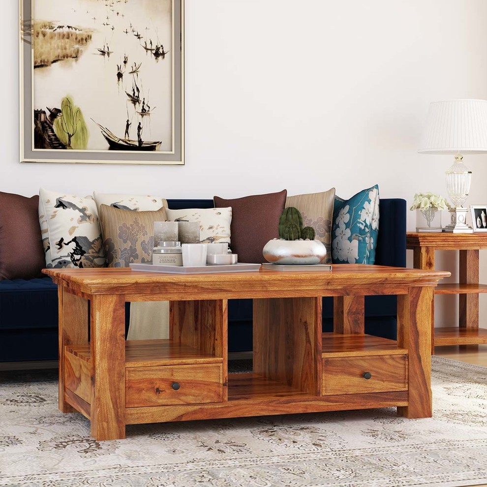 Priscus Modern Style Solid Wood Rustic Coffee Table   Rustic   Coffee Tables   by Sierra Living Concepts Inc  Houzz