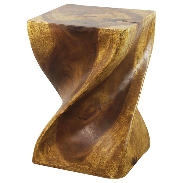 Haussmann? Big Twist Wood Stool Table 14 in SQ x 20 in H Oak Oil - 14 x 14 x 20