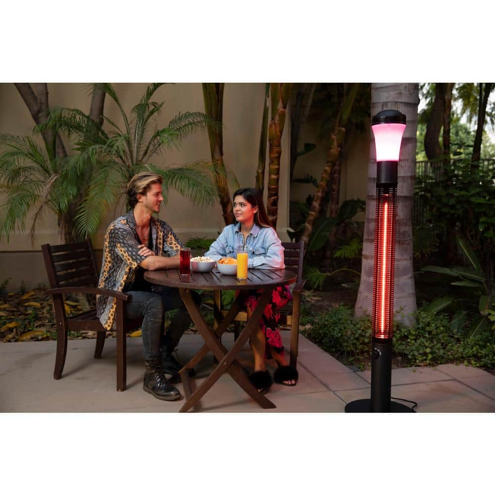 FARENHEIT 1500-Watt Outdoor Electric Infrared Tower Heater Black with Bluetooth Speaker and RGB LED Lighting THSR-59BK