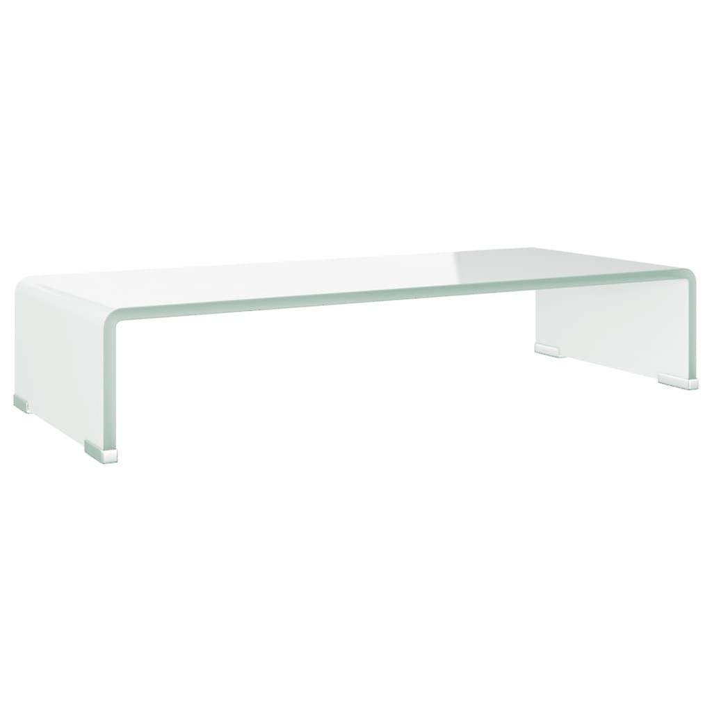 Tv Stand/monitor Riser Glass White 60x25x11 Cm