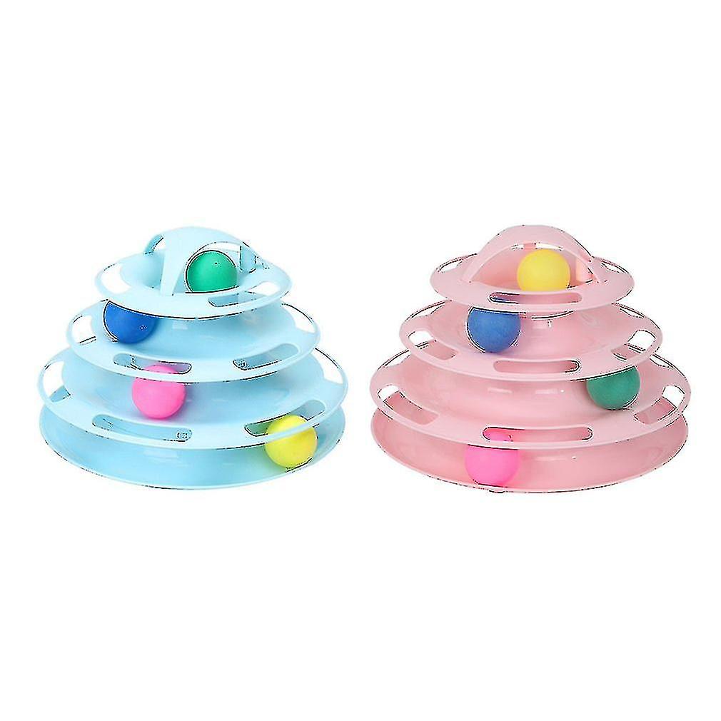 Funny Pet Interactive Toy Cat Colorful 4-layer Plastic Tower Tracks Toy With Balls For Iq Traning Ball Training Amusement Plate