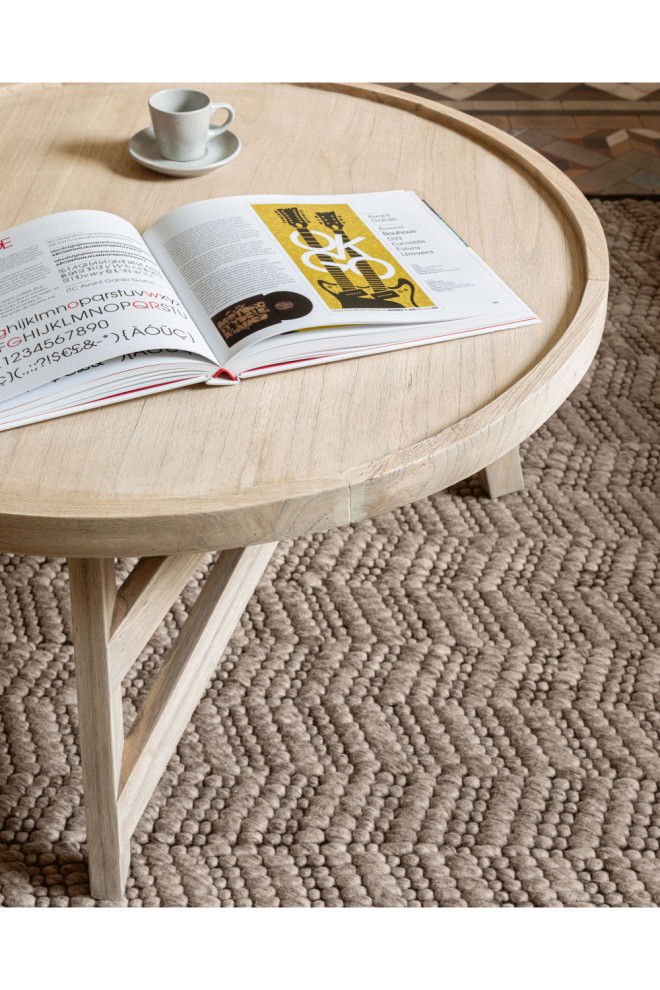 Round Gray Mindi Wooden Coffee Table  La Forma Thais   Transitional   Coffee Tables   by Oroa   Distinctive Furniture  Houzz