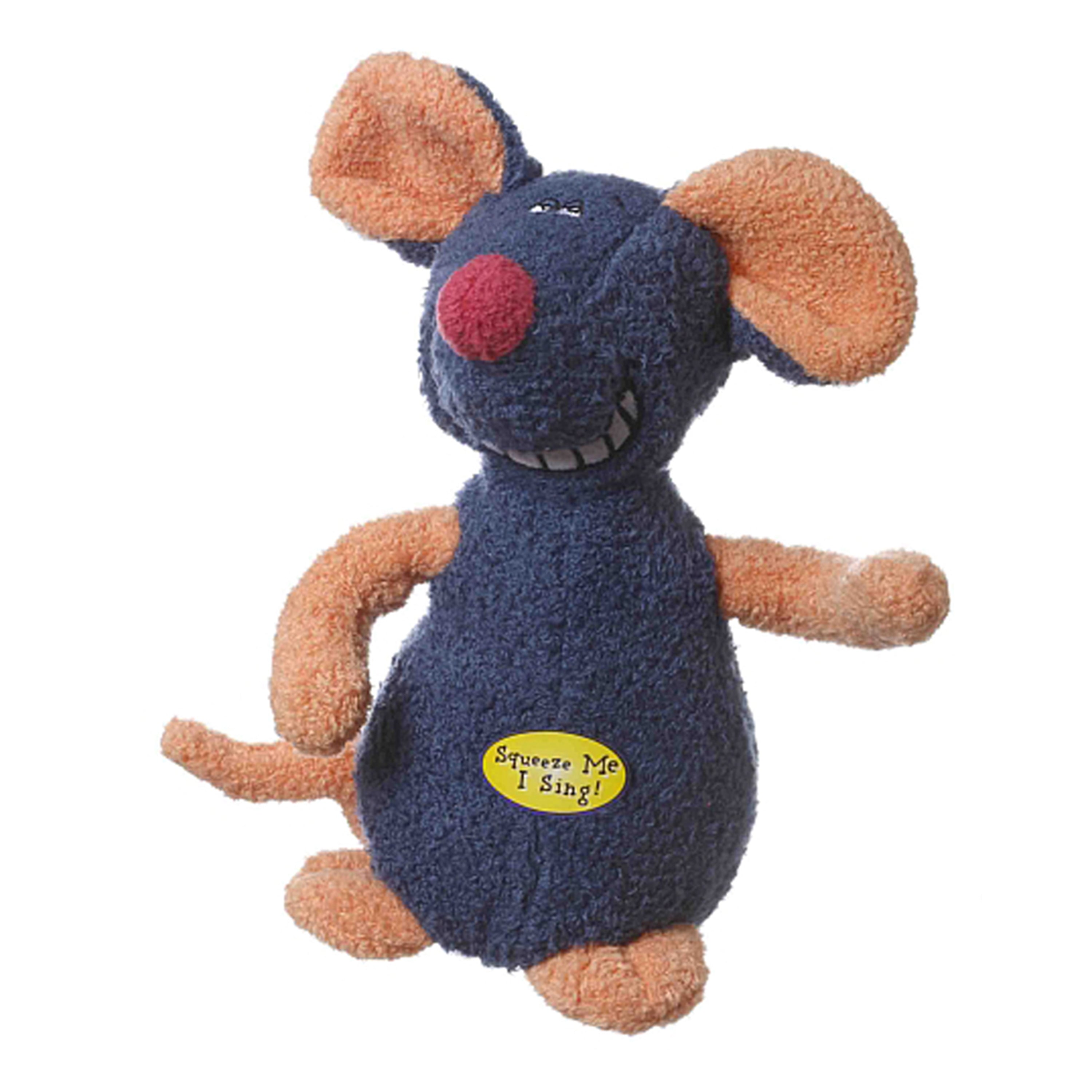 Multipet Deedle Dude Musical Interactive Plush Mouse Dog Toy， 8 inch