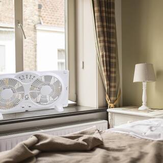 GENESIS Twin Window Fan with 9 in. Blades Adjustable Thermostat and Max Cool Technology ETL Certified A1WINDOWFAN