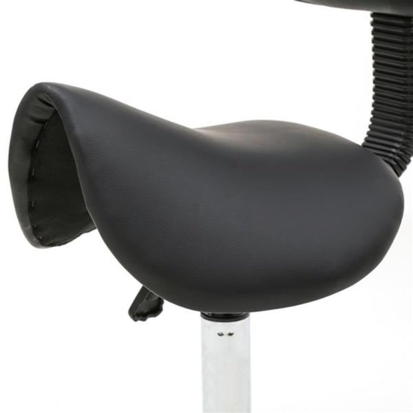 Saddle Shape Adjustable Salon Stool with Back Black - (34 x 34 x 80-94.5)cm (L x W x H)