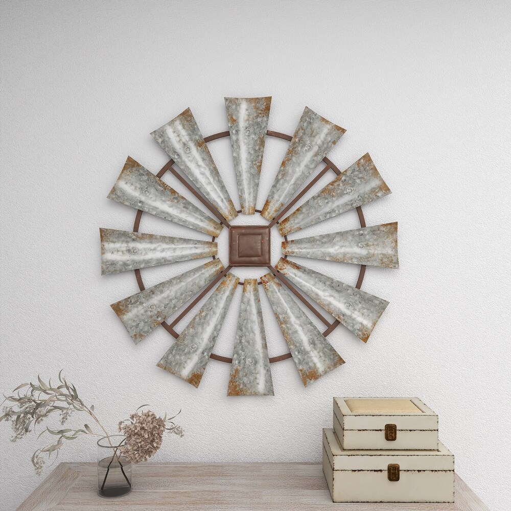 Silver Metal Farmhouse Abstract Wall Decor   30 x 1 x 30Round