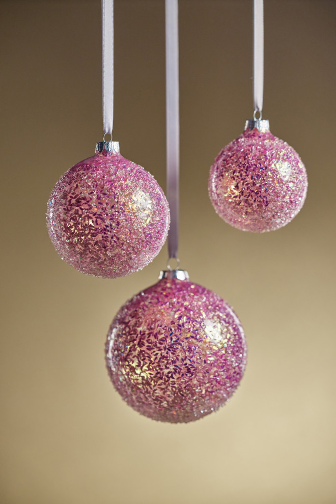 Multi Pink Confetti Glass Ball Ornaments  Set of 6   Christmas Ornaments   by Zodax  Houzz