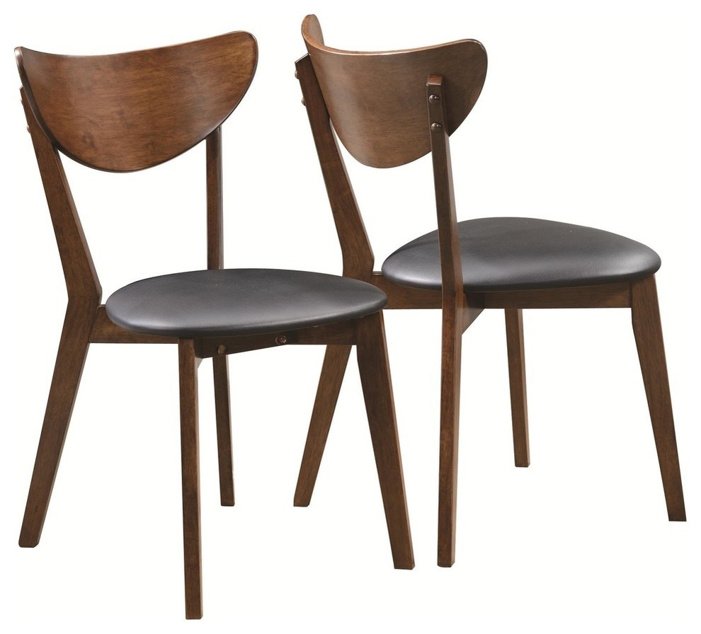 Malone Walnut Dining Side Chairs Set of 2   Midcentury   Dining Chairs   by GwG Outlet  Houzz