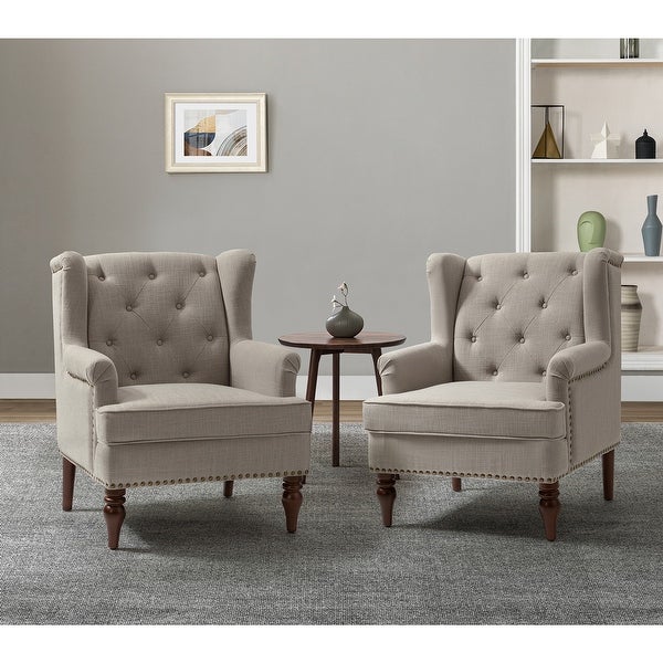 Maitê Transitional Armchair with Solid Wood Legs Set of 2 by HULALA HOME