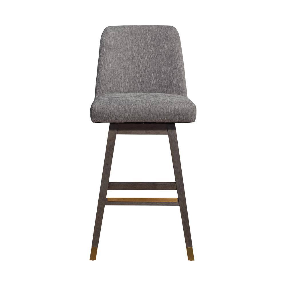 Armen Living Amalie 41.5 in. Grey Oak Swivel Bar Stool with Mocha Fabric Seat 840254332065