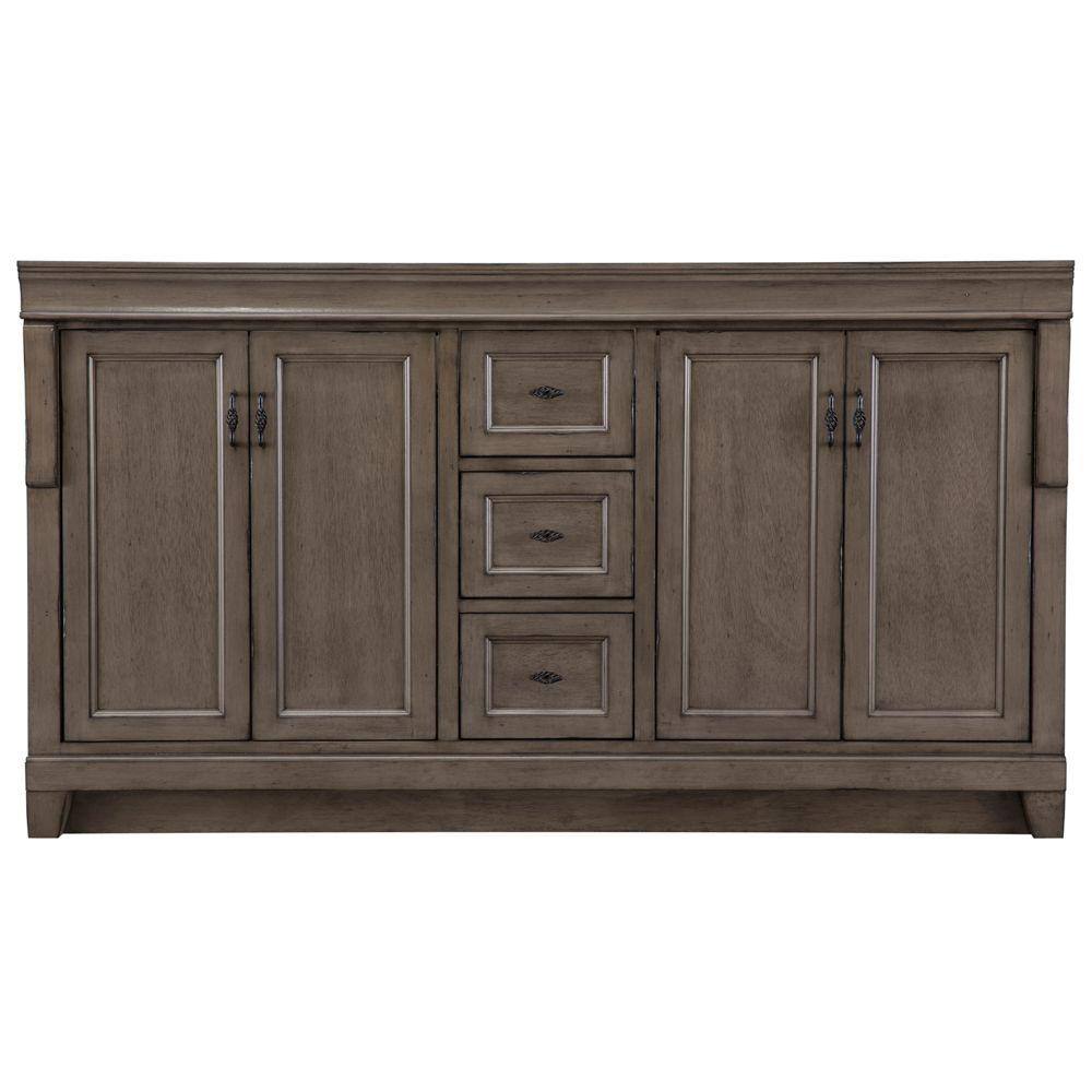 Home Decorators Collection Naples 60 in. W Bath Vanity Cabinet Only in Distressed Gray for Double Bowl NADGA6021D