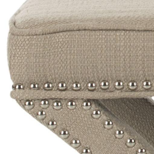 Arnold Ottoman  Silver Nail Heads Biscuit Beige   Transitional   Footstools And Ottomans   by Rustic Home Furniture Deco  Houzz