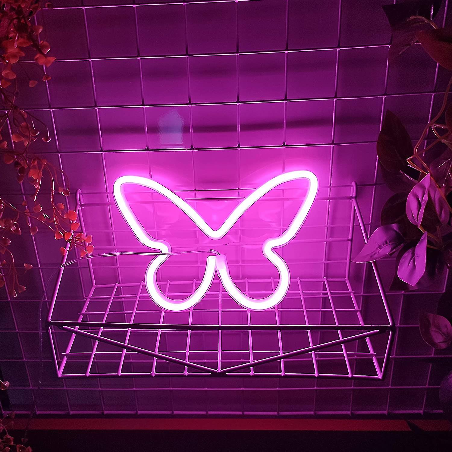 Butterfly Neon Signs，3-aa Battery Powered Neon Light，led Lights Table Decoration，girls Bed