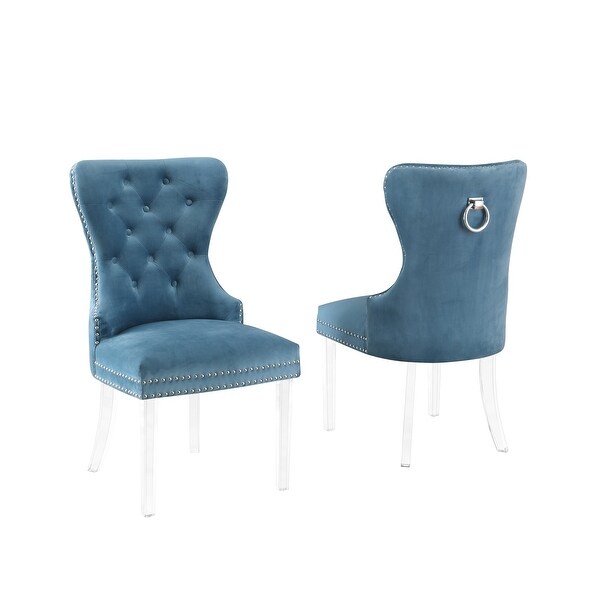 Best Quality Furniture Button Tufted Nailhead Wingback Chairs Acrylic-Set of 2