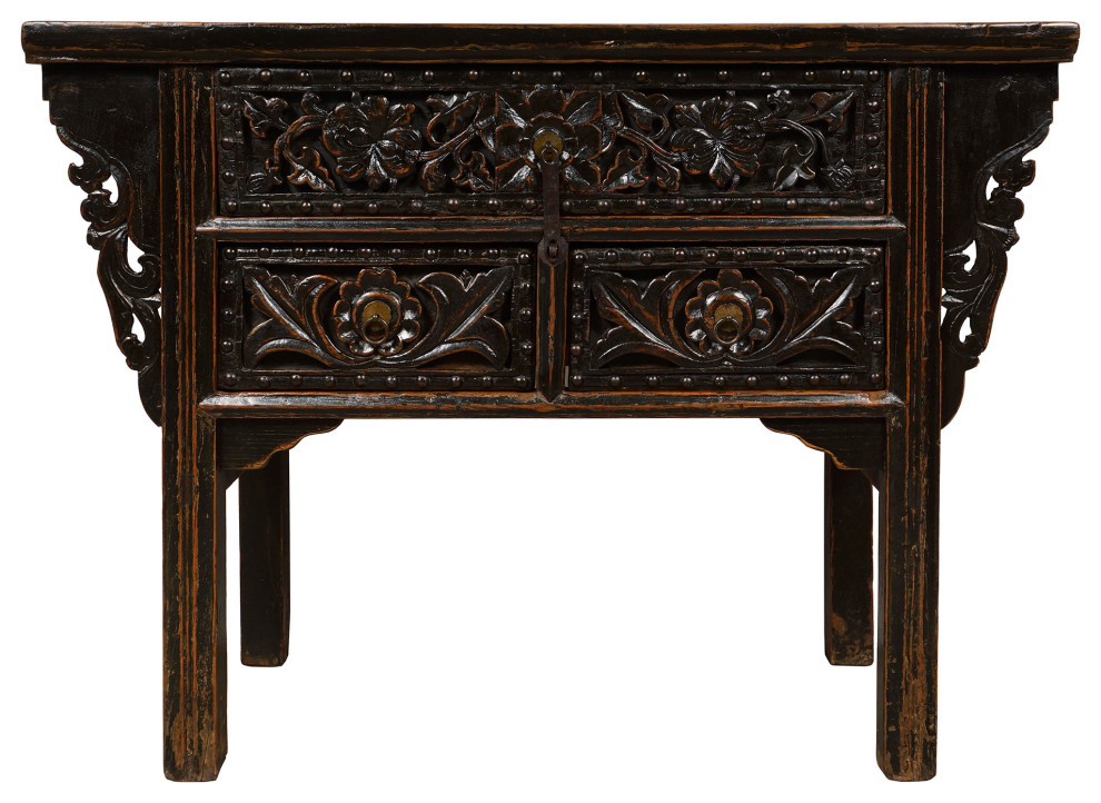 Consigned 19 Century Antique Chinese Carved Shan Xi Console Table/Sideboard   Asian   Console Tables   by Golden Treasures Antiques and Collectibles Inc  Houzz