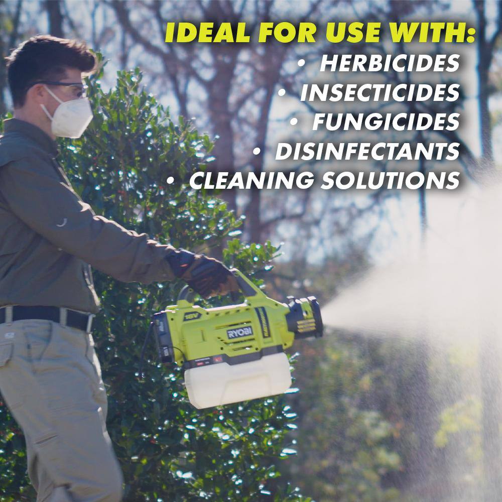 RYOBI ONE 18V 100 MPH 280 CFM Cordless Battery VariableSpeed Jet Fan Leaf Blower and 5 Gal Electrostatic Sprayer