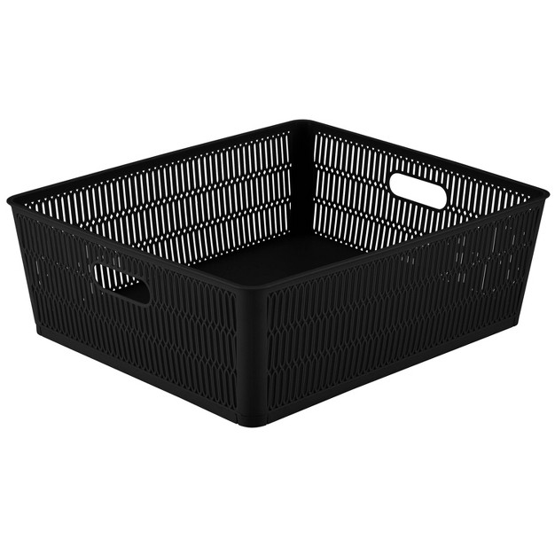 Simplify 2pk Large Slide And Stack Storage Shallow Totes Black