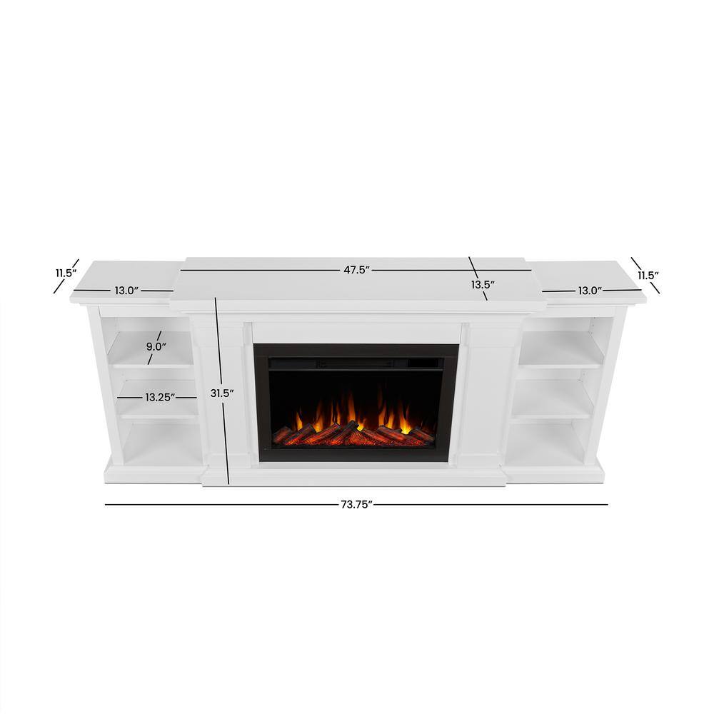 Real Flame Winterset Slim 74 in. Freestanding Wooden Electric Fireplace TV Stand in White 8022E-W