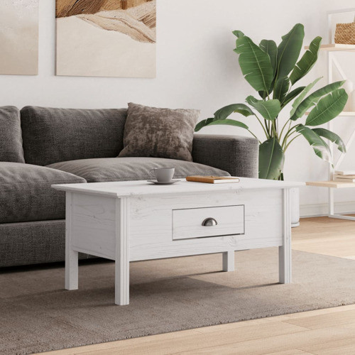 vidaXL Coffee Table Accent Side Table for Living Room BODO White Solid Wood Pine   Coffee Tables   by vidaXL LLC  Houzz