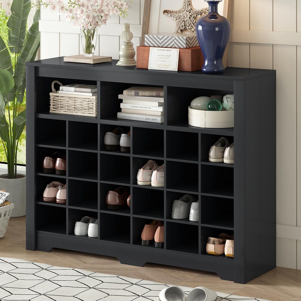 Contemporary 24 Cubby Shoe Console: Stylish  High Quality Storage Solution