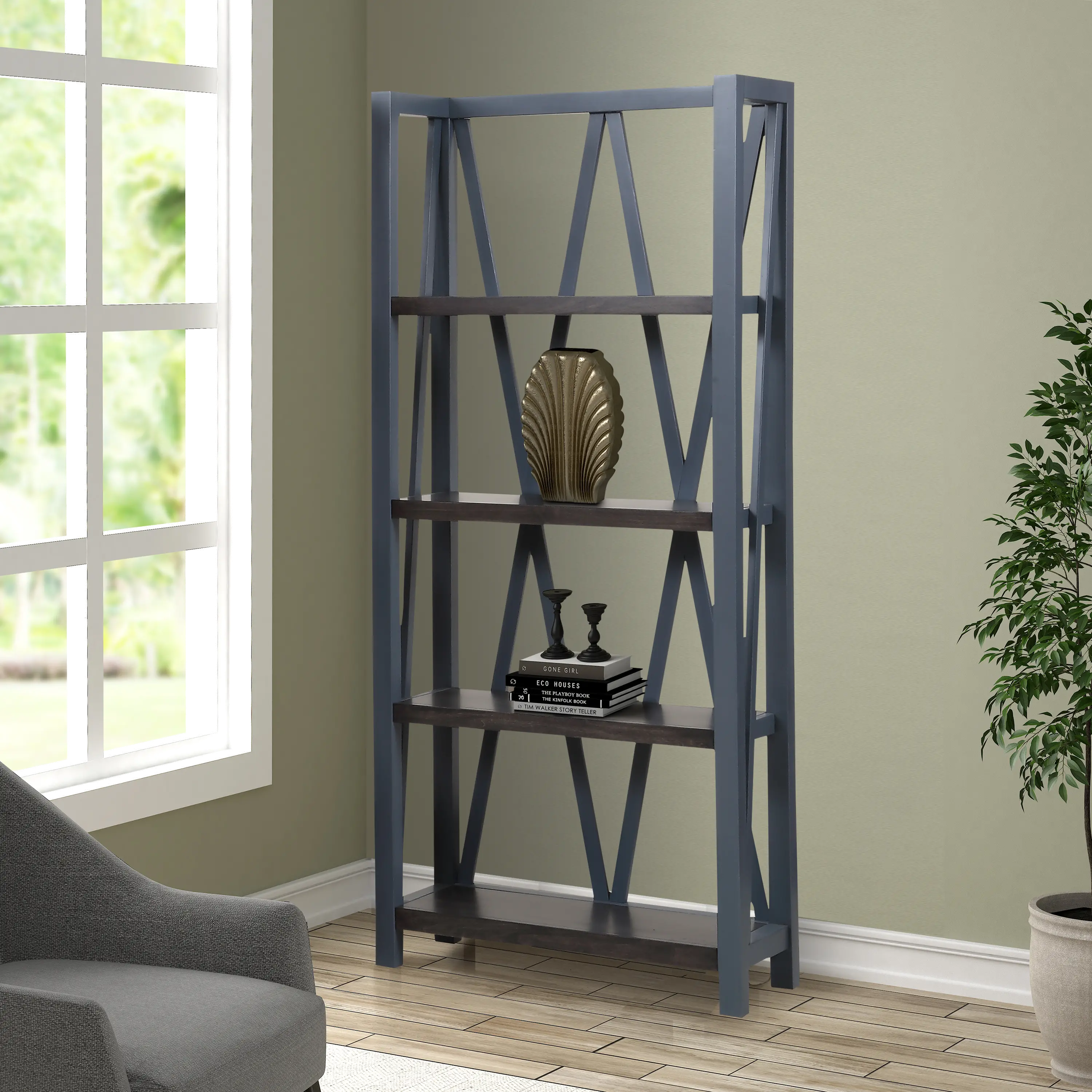 Amy Denim Blue Bookcase