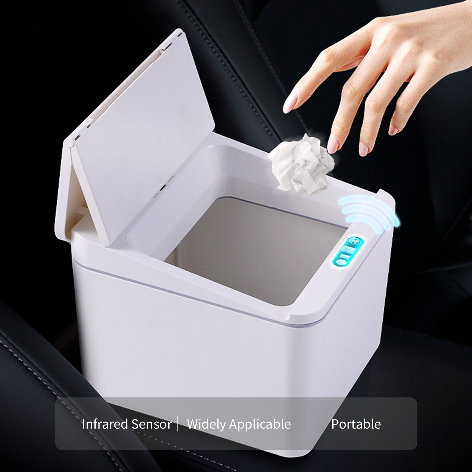 6L Touch-free Trash Cans Smart Induction Trash Bin Infrared Motion Sensor Automatic Garbage Can with Lid for Car Kitchen Bathroom Office Bedroom USB Powered